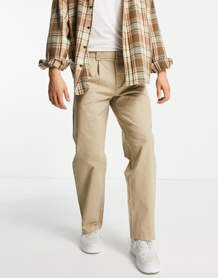 Topman Cotton Blend Wide Leg Chino In Stone - Stone-neutral