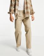 Topman Cotton Blend Wide Leg Chino In Stone - Stone-neutral