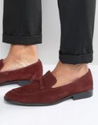 Asos Loafers In Burgundy Suede With Tassel - Red