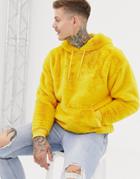 Asos Design Oversized Faux Fur Hoodie In Yellow - Yellow