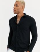 Asos Design Organic Long Sleeve Jersey Shirt In Black