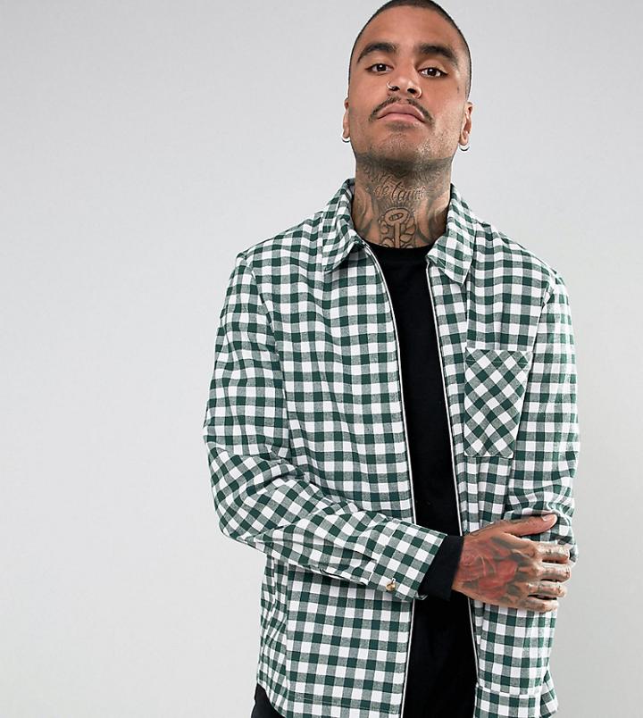 Reclaimed Vintage Inspired Coach Shirt In Check - Green