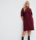 Asos Curve Ultimate Midi T-shirt Dress With Rolled Sleeves - Red