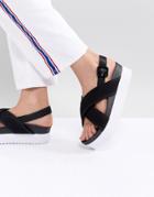 Monki Cross Strap Wedge Sandals - Black