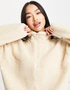 Cotton: On Crop Sherpa Pullover Sweatshirt In Cream-white