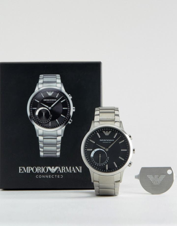 Emporio Armani Connected Stainless Steel Bracelet Smart Watch In Silve