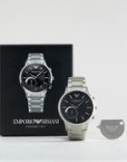 Emporio Armani Connected Stainless Steel Bracelet Smart Watch In Silve