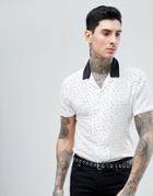 Asos Design Oversized Polka Dot Shirt With Contrast Revere Collar - White