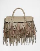 Pieces Fringed Tote Bag With Fold Over Section - 1707152 Elephant