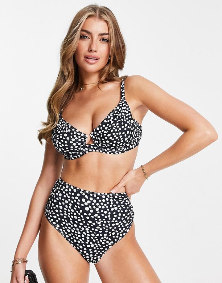 Peek & Beau Fuller Bust Exclusive Mix And Match Underwire Bikini Top In Black Polka Dot-multi