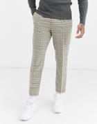 Asos Design Slim Crop Smart Pants In Brown Check