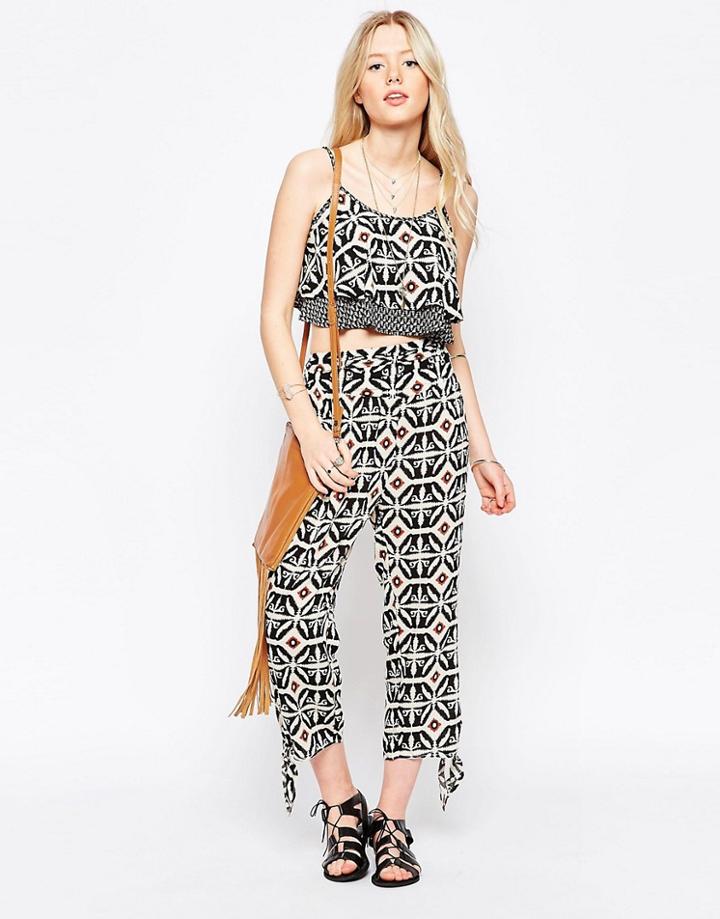 Kiss The Sky Cropped Pants With Tie Side - Multi