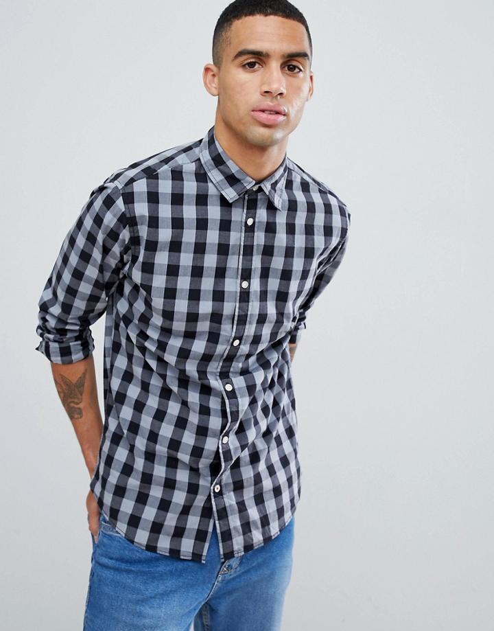 Jack & Jones Essentials Slim Fit Gingham Shirt-gray