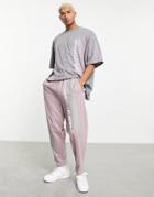 Asos Unrvlld Spply Relaxed Sweatpants With Logo Print In Purple-gray