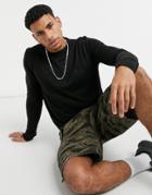 French Connection Soft Touch Logo Crew Neck Knit Sweater In Black