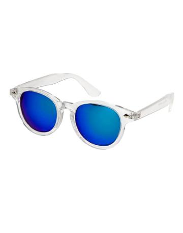 Asos Preppy Wayfarer Sunglasses With Clear Frame And Color Mirror Lens