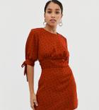 Fashion Union Petite High Neck Mini Dress In Spot-red