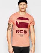 G-star T-shirt Resap Crewneck G Raw Logo Print In Red Heather - Flame Htr