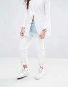 Pull & Bear Mom Jean With Bleach Fade - Blue
