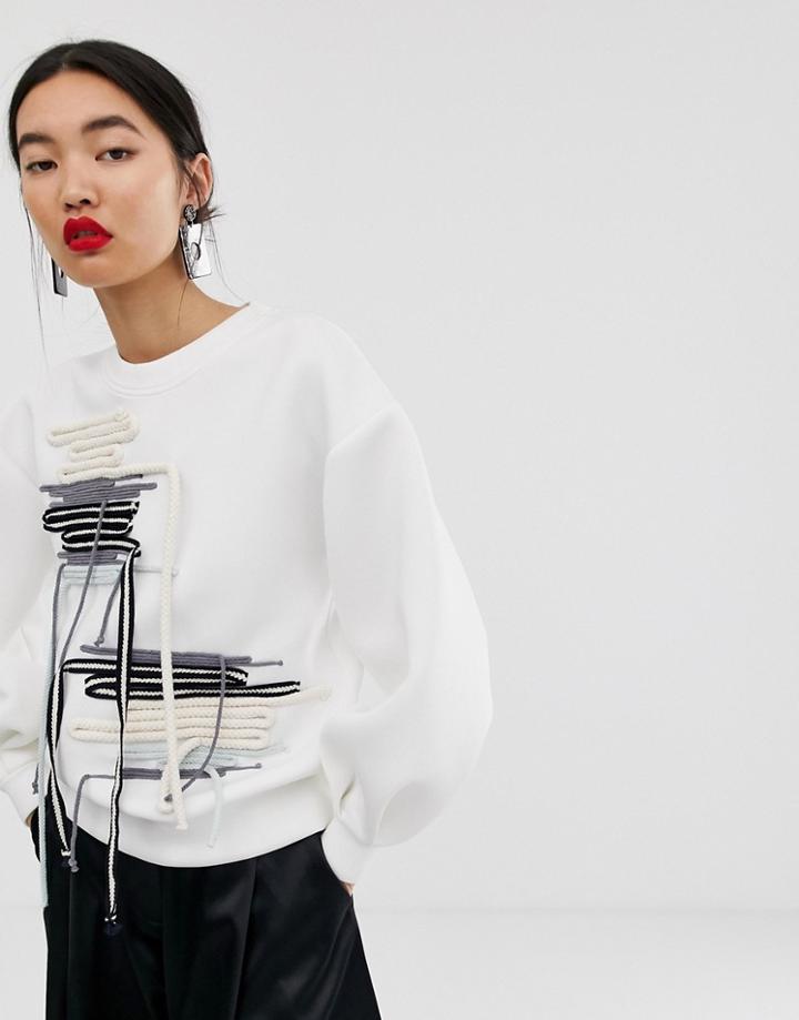 Asos White Rope Detail Sweatshirt-black