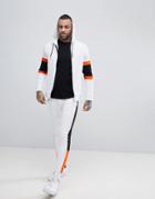 Asos Tracksuit Zip Up Hoodie/ Super Skinny Joggers With Color Blocking - White