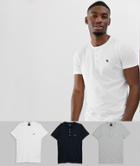Abercrombie & Fitch 3 Pack Icon Logo Henley T-shirt In White/gray/black-multi