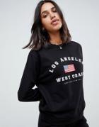 Asos Design Lounge Los Angeles Sweat Top - Black