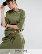 Bones Oversized Boxy Sweatshirt Co-ord - Green