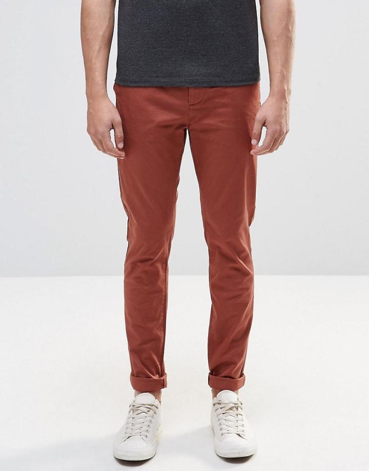 Asos Skinny Chinos In Brown - Friya Brown