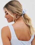In The Style X Dani Dyer Hair Scrunchie In Blue Gingham Print - Blue