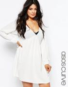 Asos Curve Jersey Cheesecloth Swing Dress - White