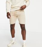 Threadbare Tall Contrast Panel Jersey Shorts In Stone-neutral