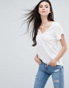 Lavish Alice Step Hem Top With Sleeve Detail - White