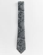 River Island Wedding Tie With Snakeskin Print In Gray - Gray