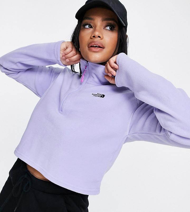 The North Face 100 Glacier 1/4 Zip Cropped Fleece In Purple Exclusive At Asos