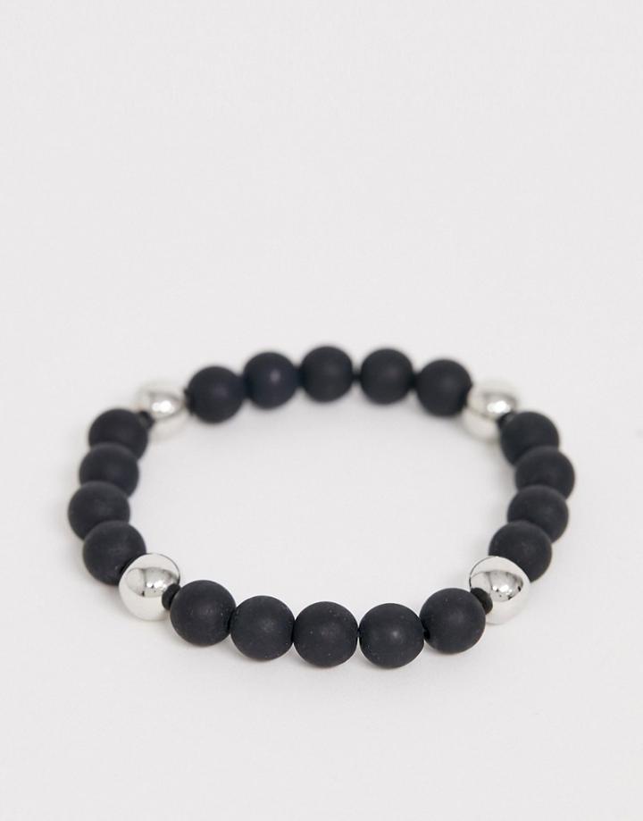 Bershka Beaded Bracelet In Black - Black