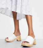 Glamorous Wide Fit Mid Clog Mule Sandals In White