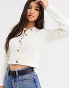 Asos Design Cropped Cable Cardigan