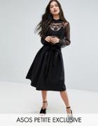 Asos Petite Scuba Prom Skirt With Paperbag Waist - Black