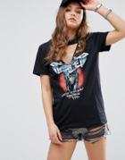 New Look Eyelet Choker Band T-shirt - Black