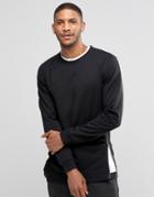 Lindbergh Sweatshirt With Side Zip In Black - Black