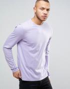 Asos Long Sleeve T-shirt With Crew Neck In Purple - Purple
