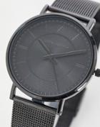 Asos Design Stainless Steel Mesh Watch In Black