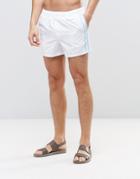 Asos Swim Shorts In White With Side Stripe In Short Length - White