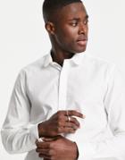 Topman Formal Textured Slim Shirt In White