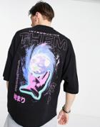 Asos Design Oversized T-shirt In Black With Mystic Street Back Print