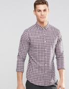 Asos Skinny Shirt In Multi Grid Check With Long Sleeves - Red