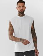 Asos Design Oversized Longline Sleeveless T-shirt In White