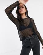 Noisy May Fishnet Top In Black