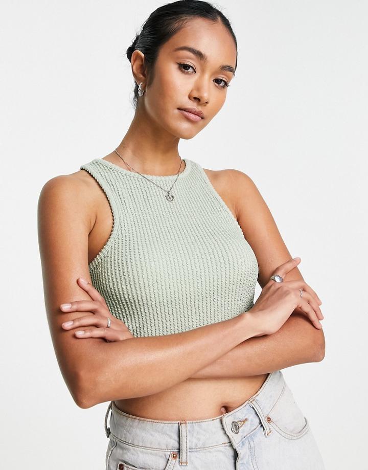 Na-kd Cropped Tank Top In Khaki Green